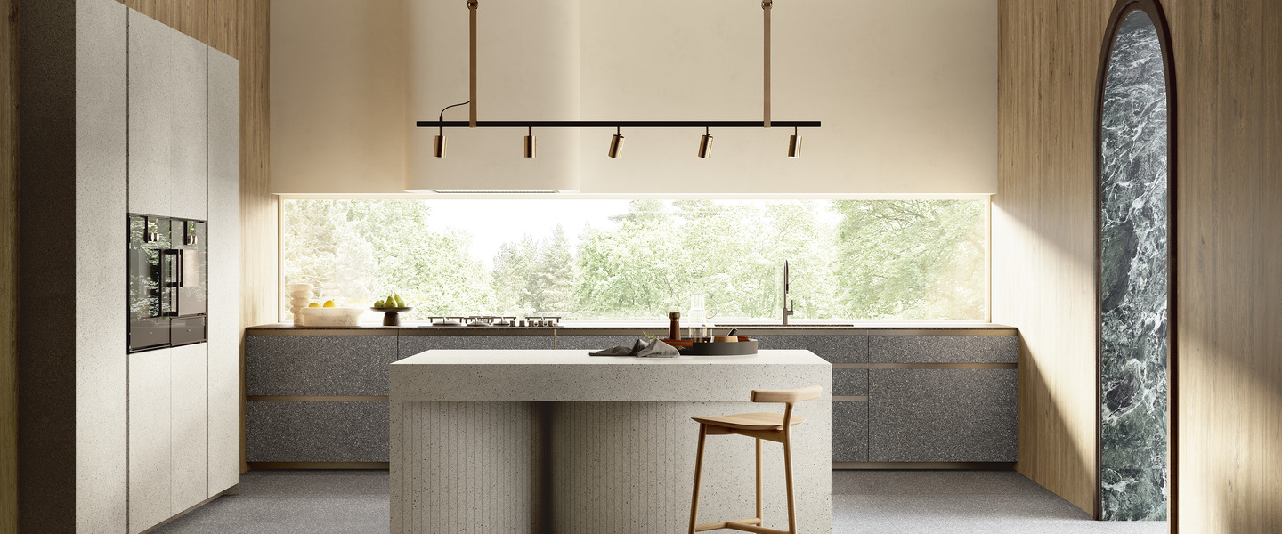 Küchenarbeitsplatte Effekte Granit seminato candido