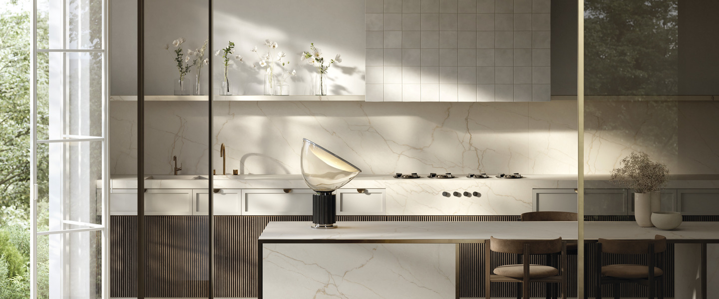 Küchenarbeitsplatte Effekte Marmor crema avorio