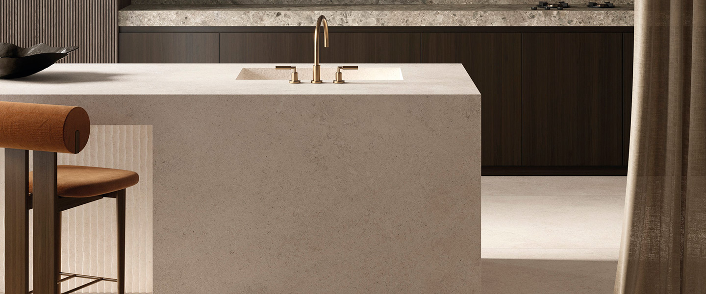 Küchenarbeitsplatte Effekte Stein crema neve