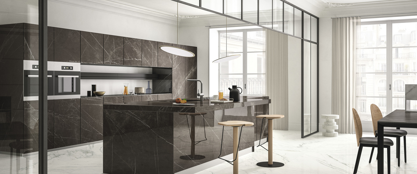 Küchenarbeitsplatte Effekte Marmor pietra grey