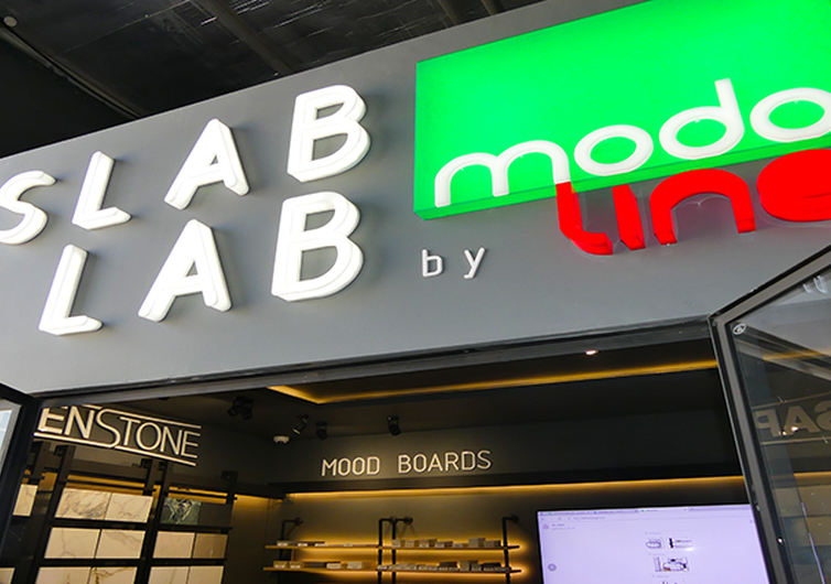 SLAB LAB® von Moda Line mit SapienStone Materialien aus Feinsteinzeug für Küchen- und Arbeitsflächen