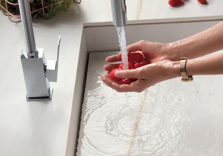 Bianco Lasa SapienStone Küchenarbeitsfläche aus Feinsteinzeug in Marmoroptik für Arbeitsfläche und Waschbecken